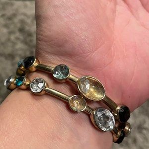 A Pretty Set of Bangle Bracelets in Gold with Mixed Colors